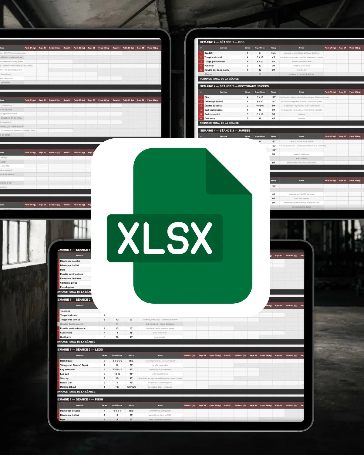 Le programme Focus BRAS dans le fichier Excel / Google Sheet de suivi, ouvert sur tablette.